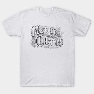 Merry Christmas Floral Ornate Typography T-Shirt